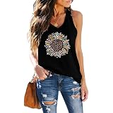 ETCYY Women's Sleeveless V-Neck Tank Top | Loose Fit Tie-Dye Floral Print, Casual Summer T-Shirt - Medium