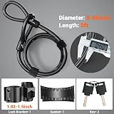 Sportneer 17mm Heavy Duty D Lock with 5Ft Cable & Mounting Bracket view 4