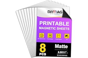 DIYMAG Printable Magnetic Sheets, 8Pcs 8.5 x 11 Inch Flexible Magnet Sheets Matte Non Adhesive Magnetic Paper for Inkjet Printer Photo DIY Crafts