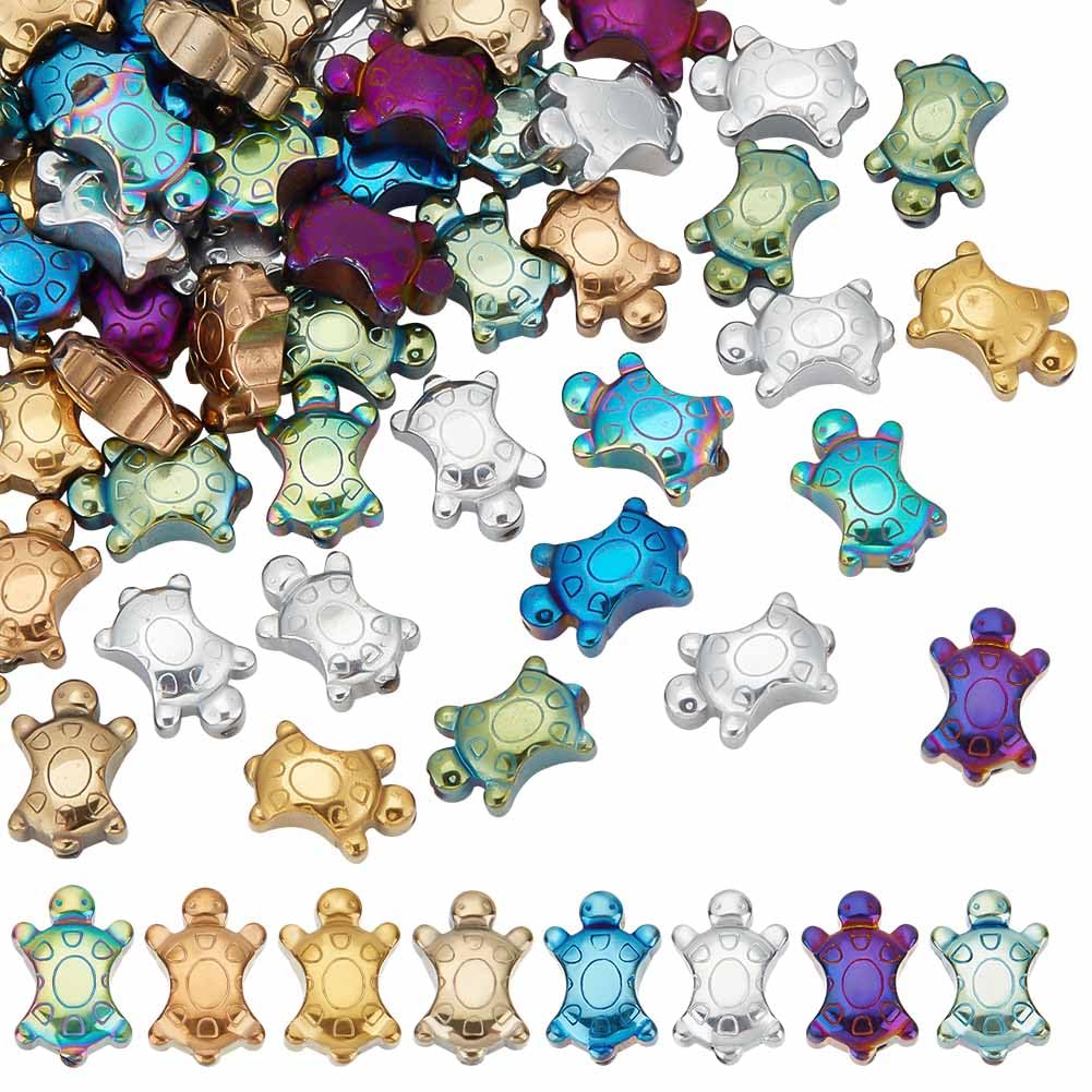 arricraft 80 Pcs Sea Turtle Beads, 8 Colors Synthetic Hematite Turquoise Beads Strands Ocean Animal Spacer Beads for Necklace Bracelet DIY Craft Jewelry Making