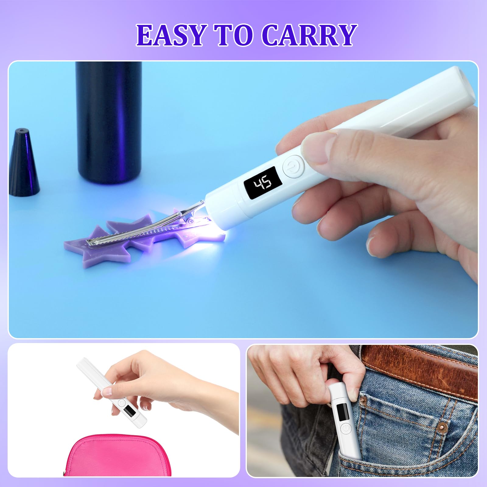 KISREL UV Light for Resin, Large Double-Sided Light with UV Flashlight, 2-in-1 Detachable Resin Curing Machine, 3-Speed Digital Display, 36w Fast Curing Lamp for Crafts, Jewellery Making