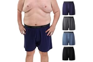 INNERSY Big and Tall Cotton Boxers for Men Moisture Wicking Loose Fit Underwear 4-Pack