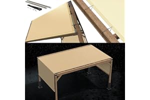 Royal Shade 8' x 16' Waterproof Beige Pergola Sun Shade Canopy Replacement Cover, UPF50 Commercial 260 GSM Cloth for Outdoor Patio, Include Stainless Steel Weighted Rods (We Make Custom Size)