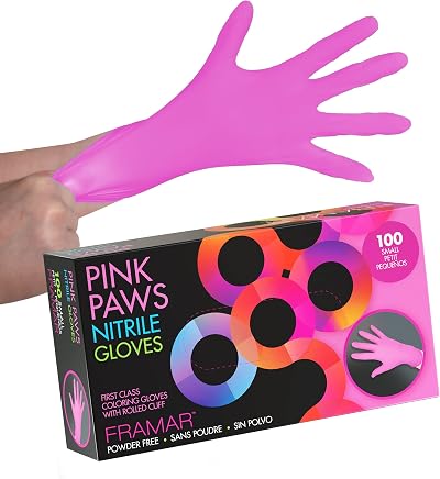 FRAMAR Pink Nitrile Gloves Small 100 Count Latex Free Disposable