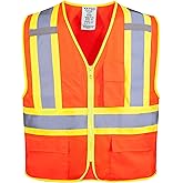 KAYGO Safety Vest with Pockets - High Visibility Reflective Vest ANSI Class 2 Construction Vest