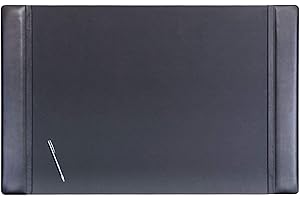 Dacasso Classic Leather Side Rail Desk pad, 38" x 24", Black