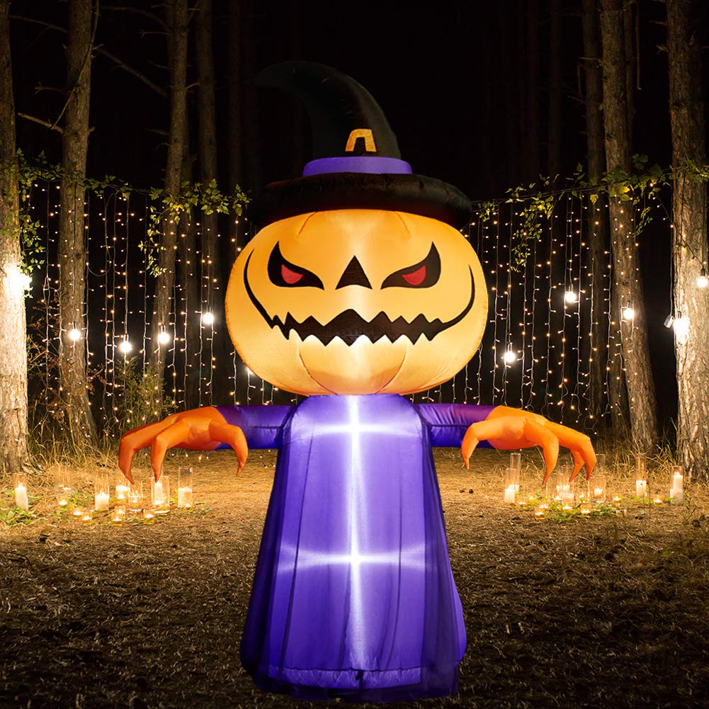 SUPERJARE 8 Ft Halloween Inflatable Witch with Pumpkin Head Blow up SUPERJARE 8 Ft Halloween Inflatable Witch with Pumpkin Head Blow up