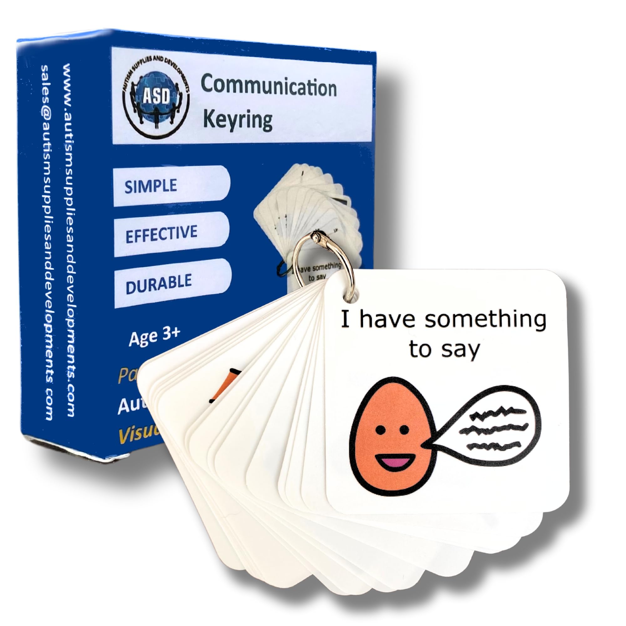 Communication Keyring Nonverbal Autism Lanyard - 16 Communication Cards – SEN – Autism Learning Resources –Visual Timetable for Autistic Children –SEN — image 1