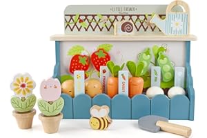 PairPear Flower Garden Toy Playset,Toddlers Wooden Toys Play Food Set for Girls Boys 3 Years and Up