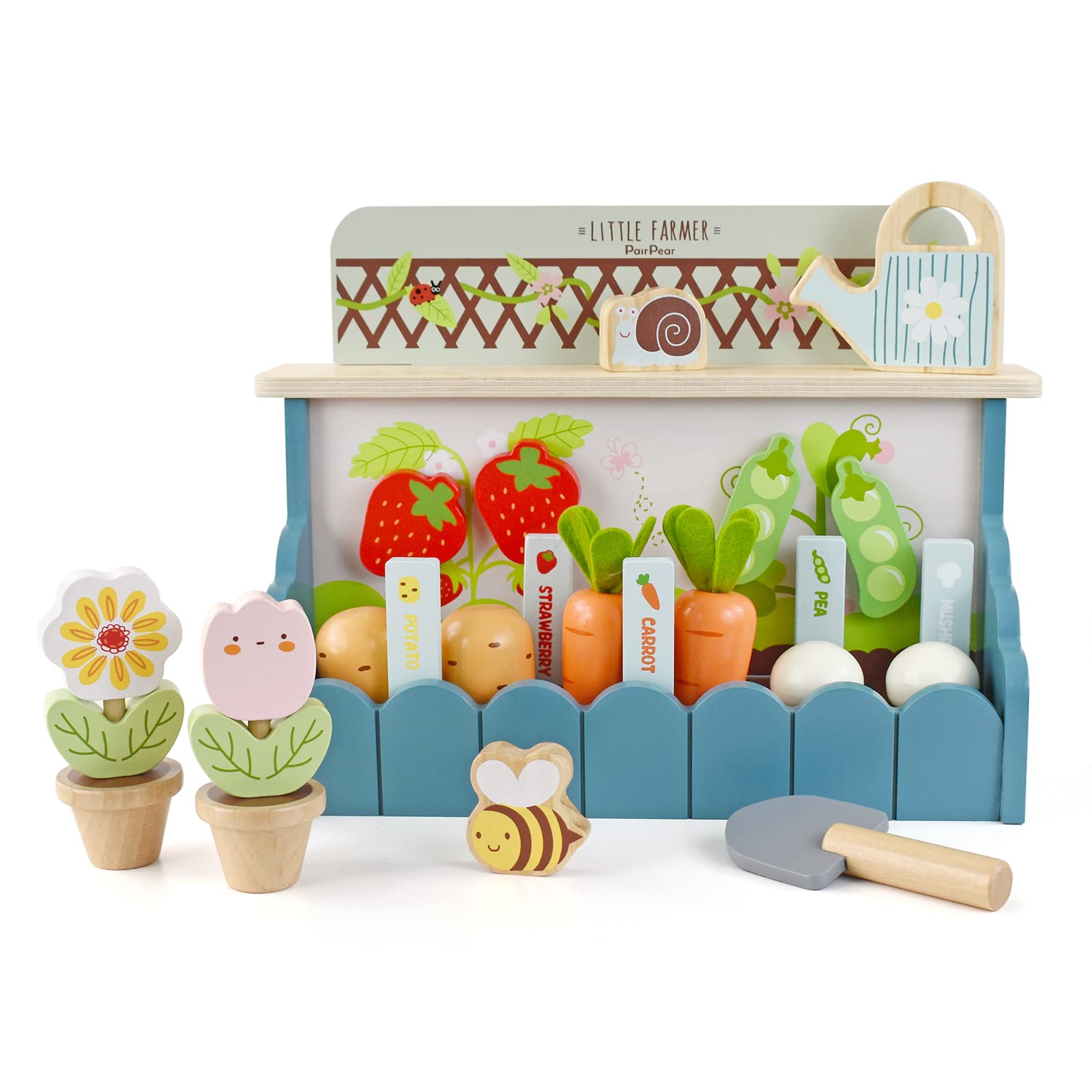 Photo 1 of PairPear Flower Garden Toy Playset,Toddlers Wooden Toys Play Food Set for Girls Boys 3 Years and Up