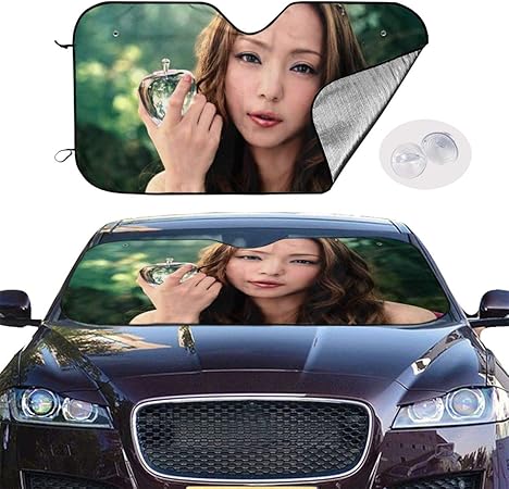 Amazon 安室 奈美恵 あむろ なみえ3 カーフロント サンシェード カバー 車用 フロントシェード サンシェード 凍結防止 夏冬兼用 車用 日よけ 日焼け カバー 厚手 防水 雪対策 フロントガラス 紫外線対策 日除け 図案 簡単吸盤取付 汎用 サンシェード 車 バイク