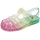 ursloole Toddler Girls Jelly Shoes Soft Unisex-Child Boys Jellies Sandals Rubber Sole Closed Toe Beach Summer Mary Jane Kids Princess Dress Flat