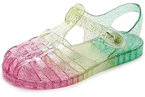 ursloole Toddler Girls Jelly Shoes Soft Unisex-Child Boys Jellies Sandals Rubber Sole Closed Toe Beach Summer Mary Jane Kids Princess Dress Flat