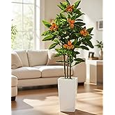 Jexine Artificial Loquat Tree 5FT Japanese Artificial Tree with Fruit Fake Tropical Tropical Fruit Plant Silk Green Floor Plants for Home Office Living Room Patio Balcony Outdoor Indoor Decor