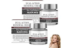 Dual-Action Renewal Cream, Black And White Rice Soothing Repair Cream, Face Moisturizer - Improves Moisture Skin Barrier for 