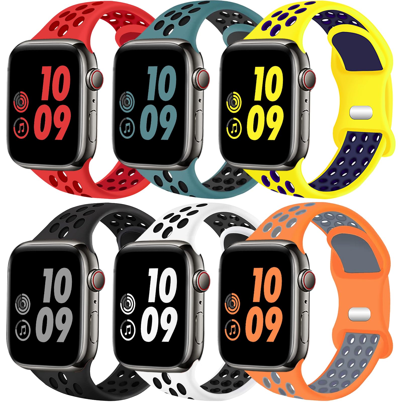 JTaoBand Sport Bands Compatible with Apple Watch Band 42mm 44mm 45mm 46mm 49mm 38mm 40mm 41mm Men Women, Breathable Silicone Replacement Strap for iWatch Series 11 10 9 8 7 6 5 4 3 2 1 Ultra SE
