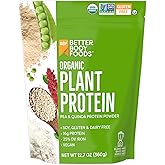 BetterBody Foods Organic Plant Based Protein Powder, 16g of Protein 24% DV, Vegan, Low Net Carbs, Gluten Free, Dairy Free, No Sugar Added, Soy Free, Non-GMO, 12.7 Ounces