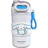 Many Rainbows Cinnamoroll Stainless Steel Insulated Water Bottle with Carrying Loop (Spout & Straw) - 510ml, White