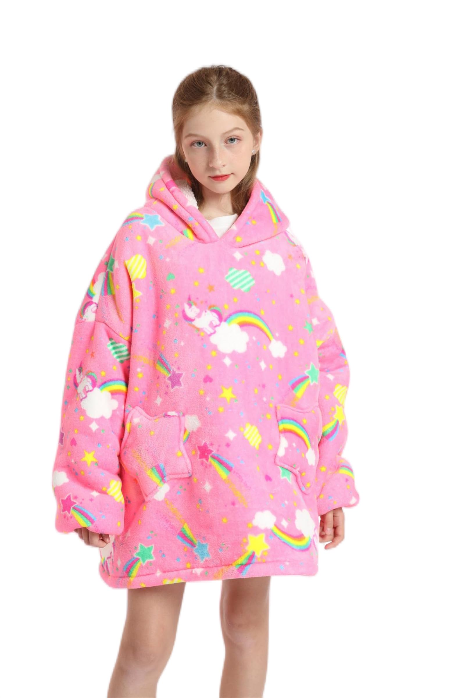 Shamdon Home Collection Kids Oversized Blanket Hoodie,Wearable Blanket Sweatshirt for Girls Boys, Sherpa FLeece Hooded Pullover with Pocket for Children Teens Aged 5-15 — image 1