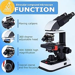 OOZSTAR 40X-2500X Binocular Microscope, WF10x and