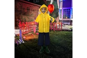 ZESUA Halloween Decorations Outdoor - 4 Ft Life Size Animated Animatronics Prop with Sound & Touch Activated Sensor and Light Up Balloon - Spooky Scary Decor for Home Indoor Garden Lawn Yard Grave Party