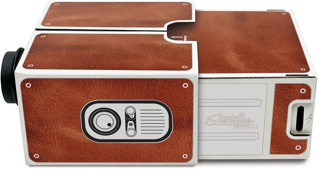DIY Cardboard Version 2.0 Portable Smartphone Mobile Phone Projector for Home Theater - (Brown)