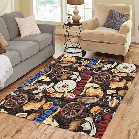 Amazon Com Pinbeam Area Rug Western Rodeo Watercolor American