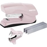 Bostitch Heavy Duty Stapler Value Pack, 40 Sheet Capacity, Pink | Includes 1250 Staples and Staple Remover, Opens 180&deg; for Tacking and Crafting, Built for Classrooms &amp; Offices