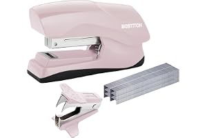 Bostitch Heavy Duty Stapler Value Pack, 40 Sheet Capacity, Pink | Includes 1250 Staples and Staple Remover, Opens 180° for Ta