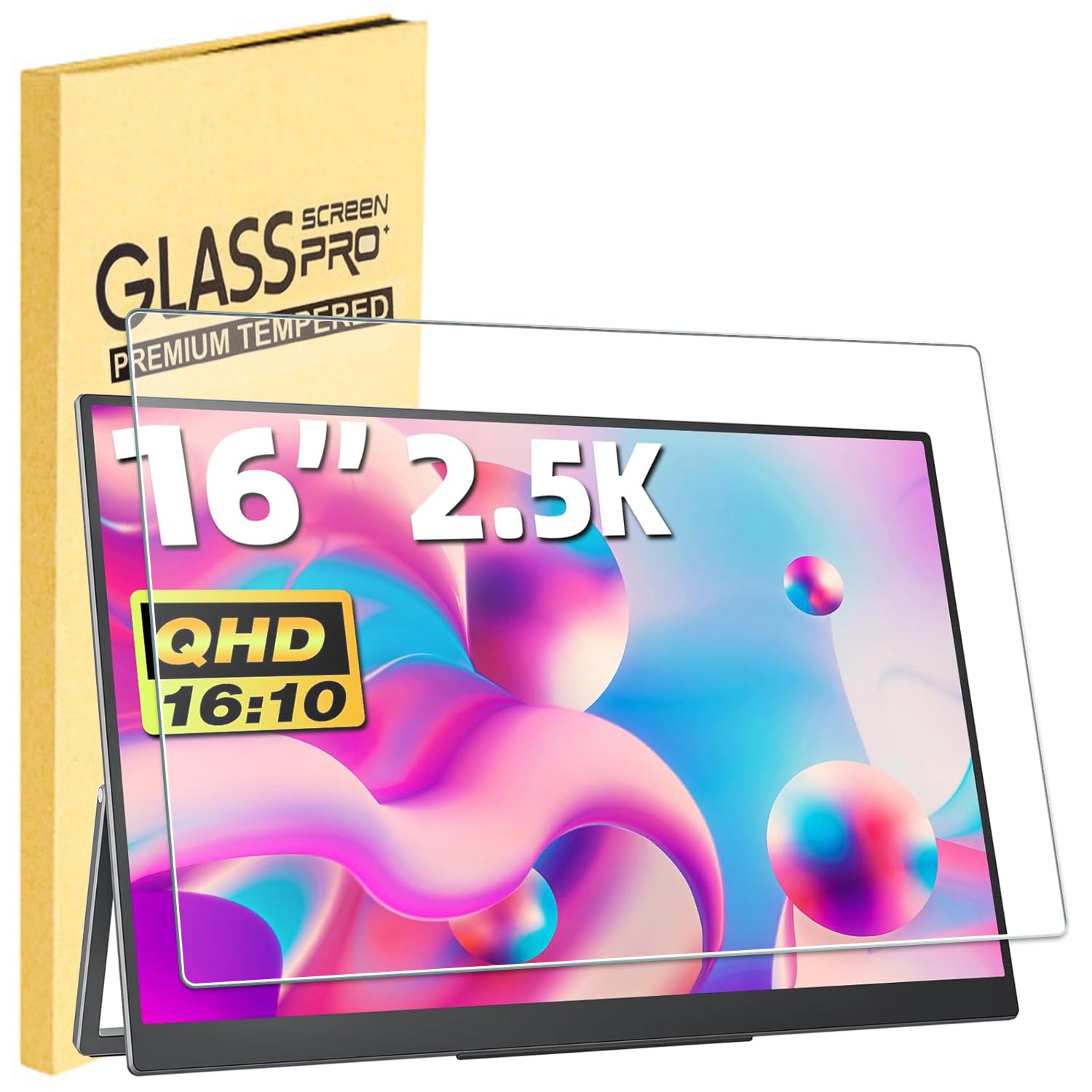Photo 1 of 16" Portable Monitor Tempered Glass Screen Protector for 16" 1200P/1920x1200P Uperfect/ARZOPA/FANGOR/ASUS/AOC/ViewSonic Portable Monitor, 9H Anti Scratch & Bubble Free?not fit 16.1, 16" 1080p?