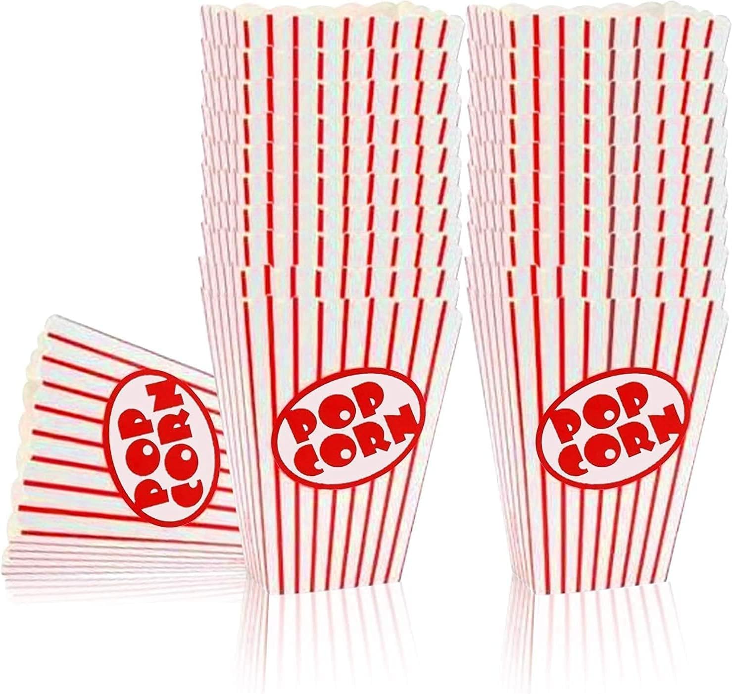 10pcs Retro Style Popcorn Boxes Red White Striped Cardboard Candy Container for Cinema Theatre Movie Nights Kids Birthday Party Food Boxes