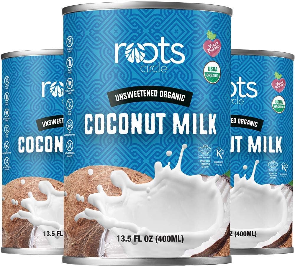 Roots Circle Unsweetened USDA Organic Coconut Milk 3 Pack of 13.5oz