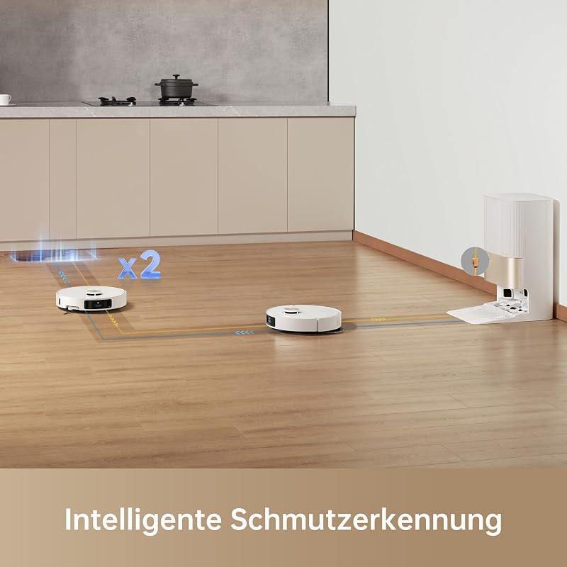 X40 Ultra Complete Saugroboter mit Wischfunktion, 12.000Pa Saugkraft, 70℃ Wischmopp, selbstreinigend, automatische Entleerung, automatisches Nachfüllen, Anti-Wirrwarr und anhebbare Bürsten