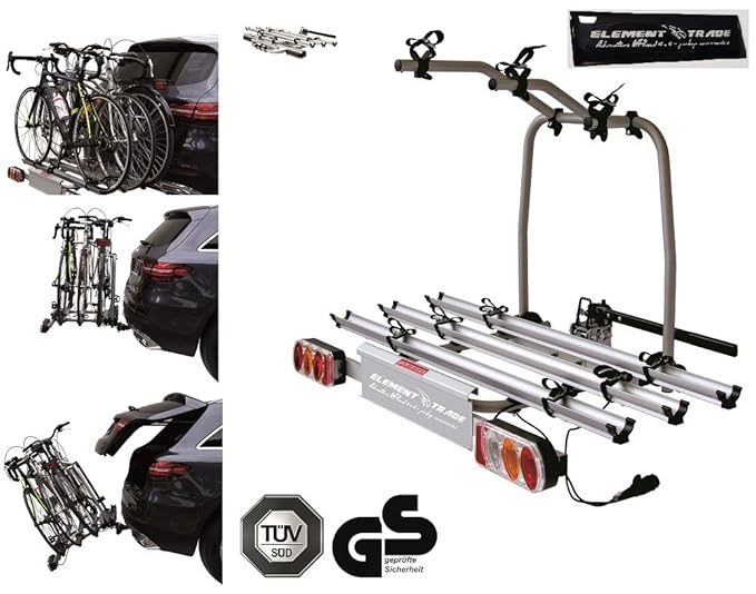 Fahrradträger Anhängerkupplung für 3 Fahrräder Easy Bike + ELEMENT TRADE Sticker