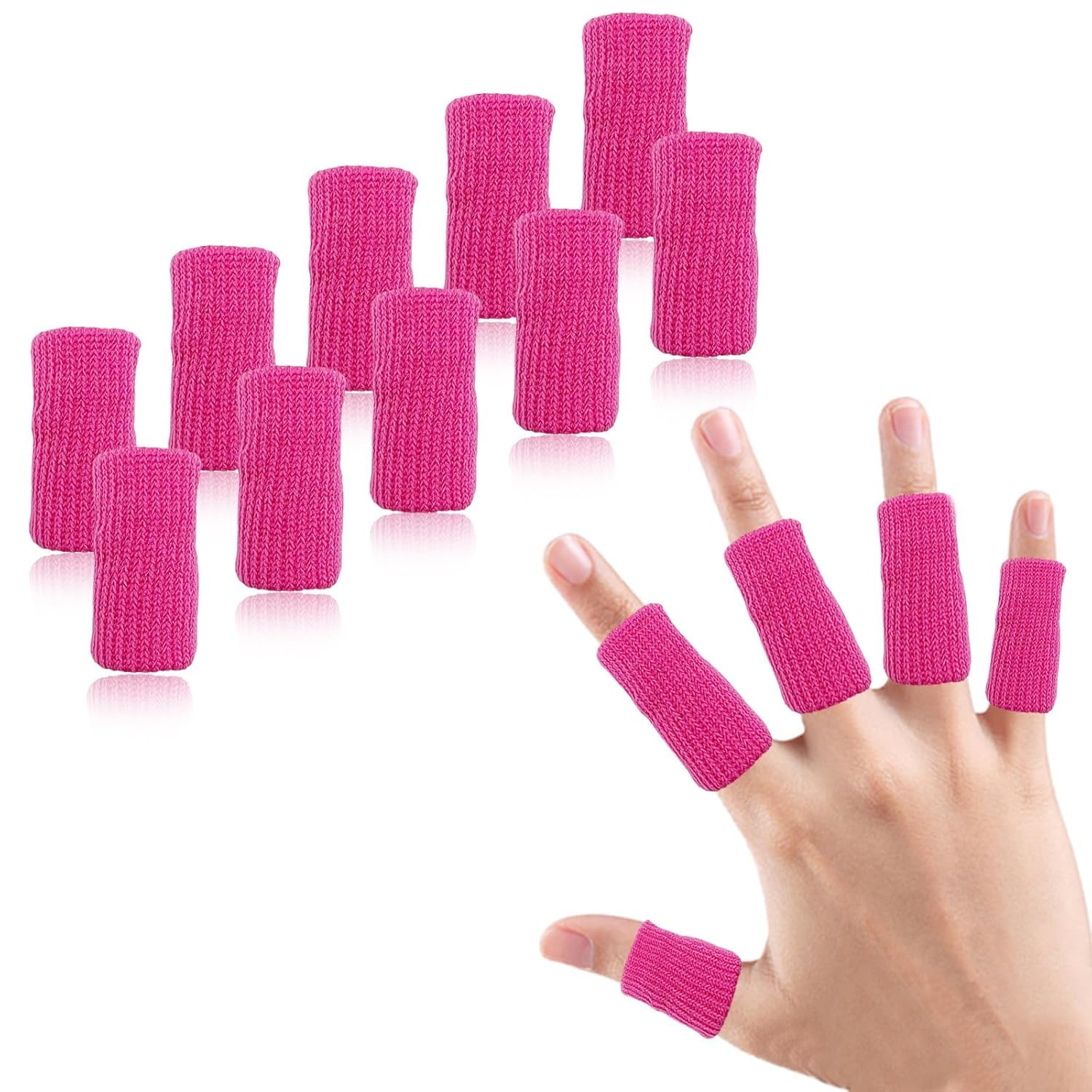 EDNYZAKRN Finger Compression Sleeves Support, Finger Sleeve Protectors Cots Thumb Brace for Basketball Sport, Arthritis, Tendinitis, Trigger Fingers (Rose Red)