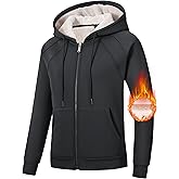 MoFiz Women's Fleece Zip Up Hoodie Warm and Cozy Sherpa Lined Sweatshirt Winter Hoodie Jackets for Women with Pockets