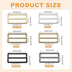 uxcell 8pcs Flat Metal Slide Buckle, 2" Zinc Alloy