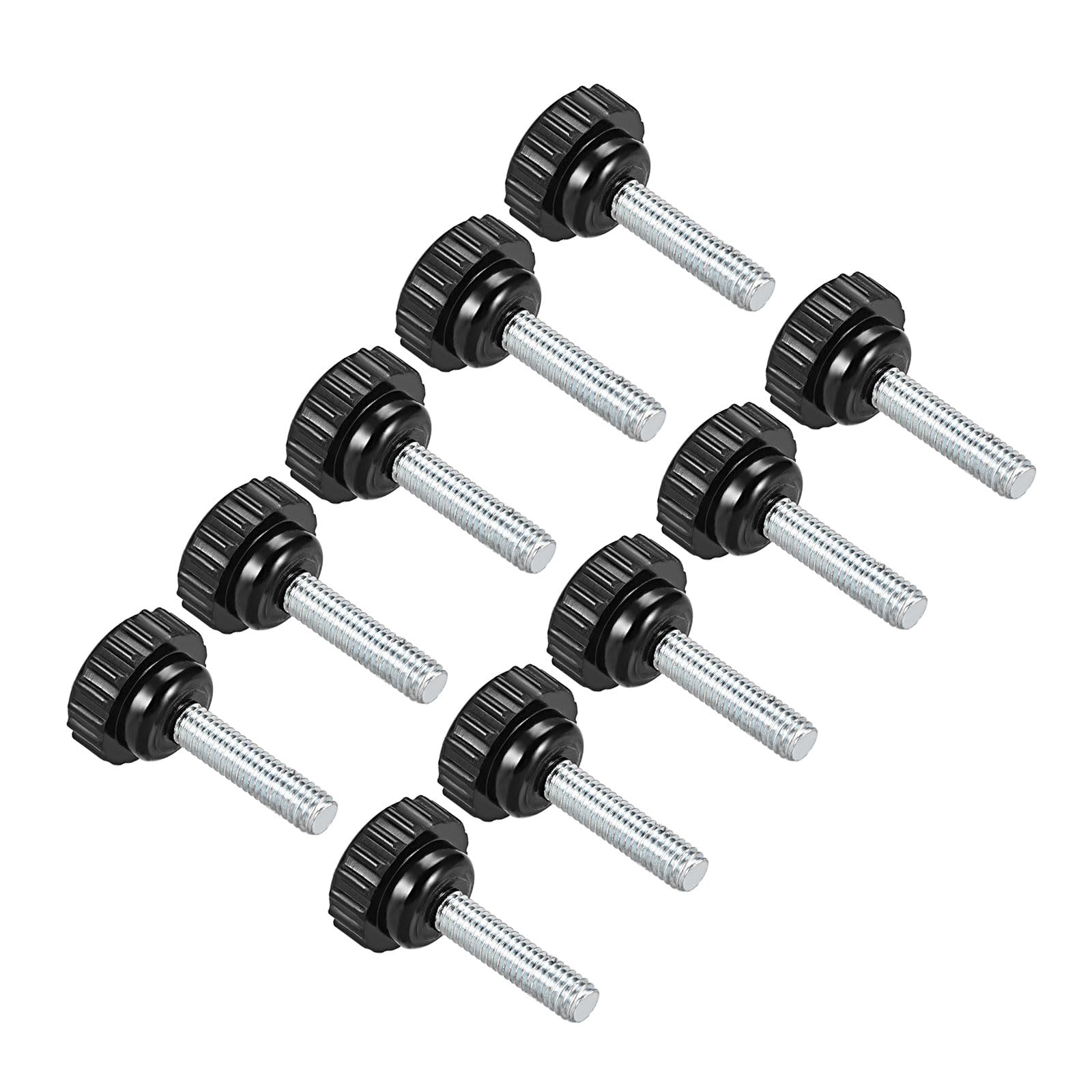 CoCud Knurled Clamping Knobs, M6 x 30mm Male Thread 21mm Head, Thermoset Plastic Thumb Screw Grip Bolt Knobs Black - (Applications: for Lathe Machinery), 10-Pieces