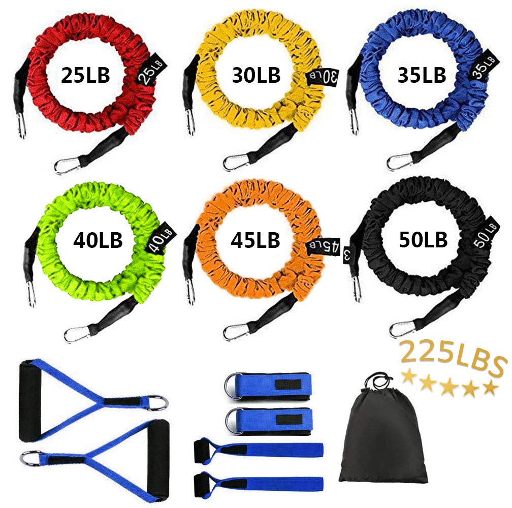 Sunsign Stackable Resistance Band Kit Extreme Workout Full Body Training Home Gym Best for Beginners Professional (Advanced-Blue)