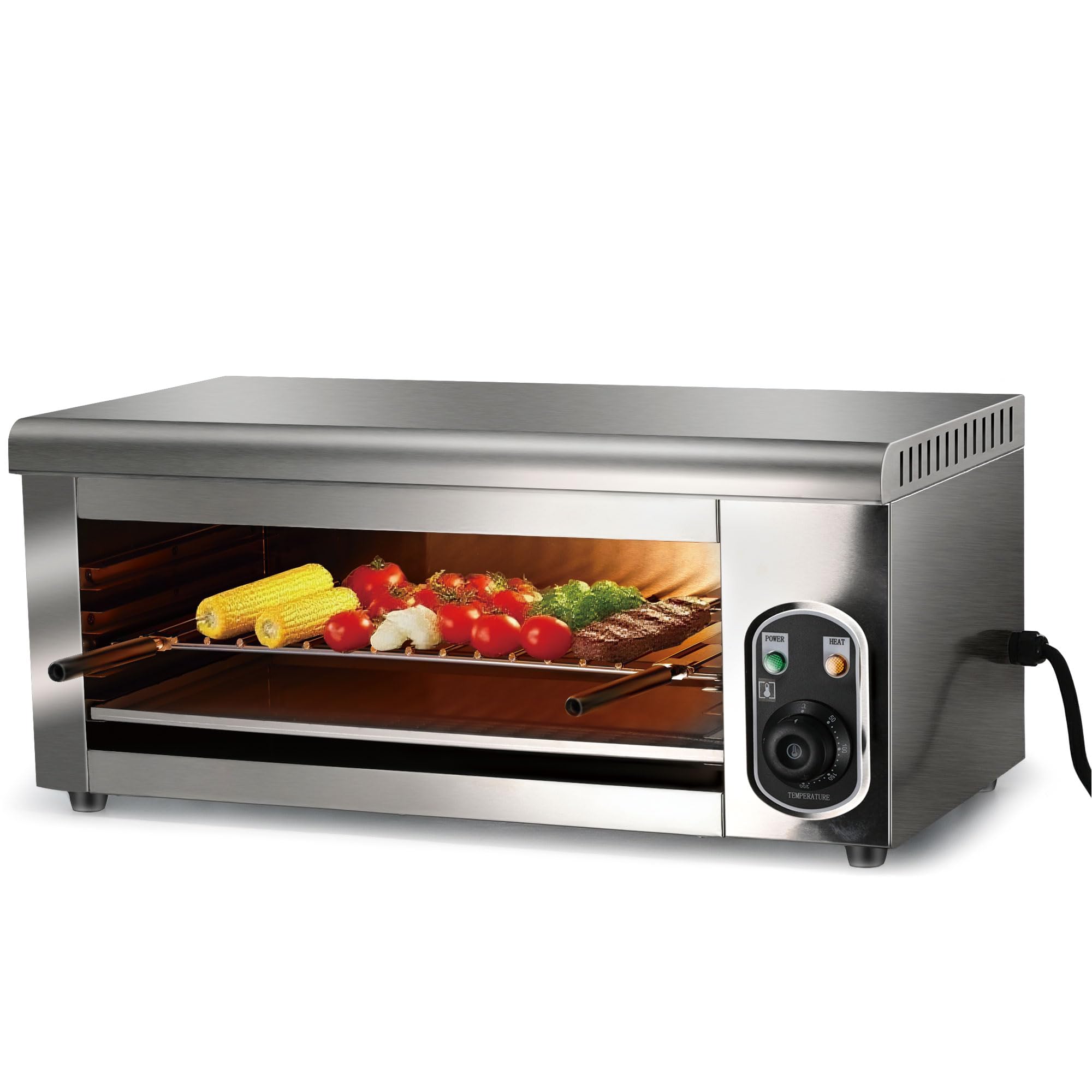 Photo 1 of 2000W Salamander Broiler, Electric Raclette Grill Cheese Melter, WQV Commercial Wall Mount or Countertop Stainless Steel Toaster Oven 50?-300? for Cheese Steak Meat