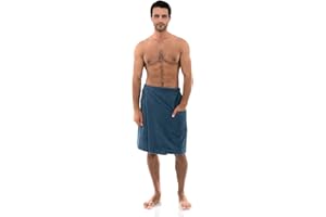 TowelSelections Mens Shower Wrap Adjustable Cotton Terry Bath Gym Cover Up with Snaps