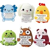 HDZXLLW 6PCS Handmade Crochet Animals Set - Positive Emotional Support Gifts for Women, Men,Friends, Coworkers Easter Basket Essentials with Rabbit,Encouragement Decor for Birthdays, Christmas & Home