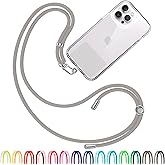 TBOC Cell Phone Lanyard [Grey] - Comfortable Universal Smartphone Lanyard - Easy to Use Neck Phone Holder [Clear Patch] - Adjustable Length Phone Strap Crossbody - Fits All Mobile Phones