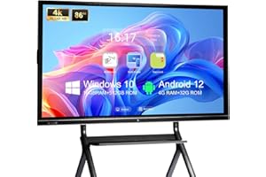 OMNINEXHUB 86″ Smart Board, 4K UHD Touchscreen Interactive Whiteboard with Dual System, 16+512GB Digital Whiteboard Display for Classroom, Home and Business Office, Google EDLA Certified (Wall Mount Included)