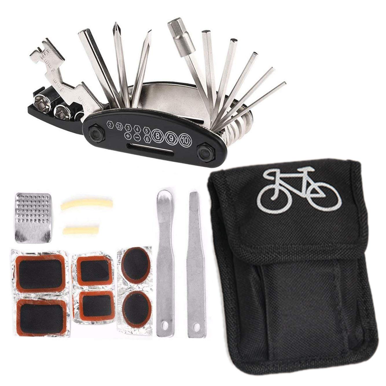 Xrten Multi-Function Cycling Repair Tool Kit,16 in 1 Bicycle Mechanic Fix Portable Tools With Tire Pry Bars Rods