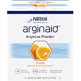 Arginaid Arginine Powder, Orange Flavor, 0.32 Ounce, Pack of 56 | Drink Mix Formula, 4.5g L-arginine Per Serving, Vitamin C, Vitamin E
