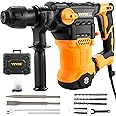 VEVOR 1-1/4 Inch SDS-Plus Rotary Hammer Drill, 13 Amp Corded Drills, Heavy Duty Chipping Hammers w/Vibration Control & Safety Clutch, Electric Demolition Hammers Variable Speed, Power Tool For Concret
