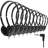 Yunsailing 30 Pack Bulk Over Ear Headphones Set On Ear Headsets Earphones with Adjustable Headband and 3.5mm Plug for Group Learning, Computer Lab, Library, Online Lesson (Black)