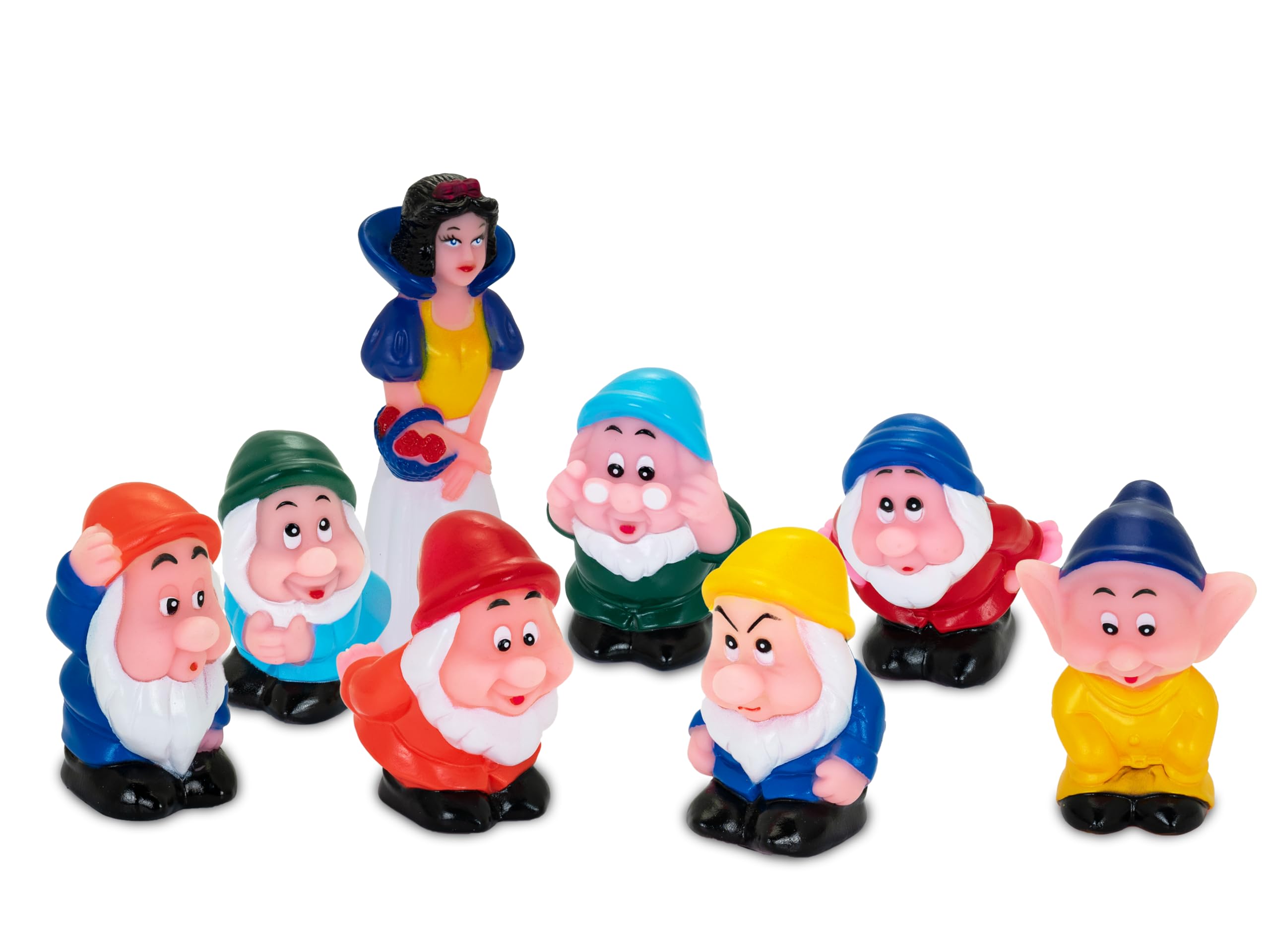 Teorema Giocattoli, 7 Gummy Dwarfs Princess Baby Bath Set Soft Safe Vinyl Bath Toy Set for Kids and Babies