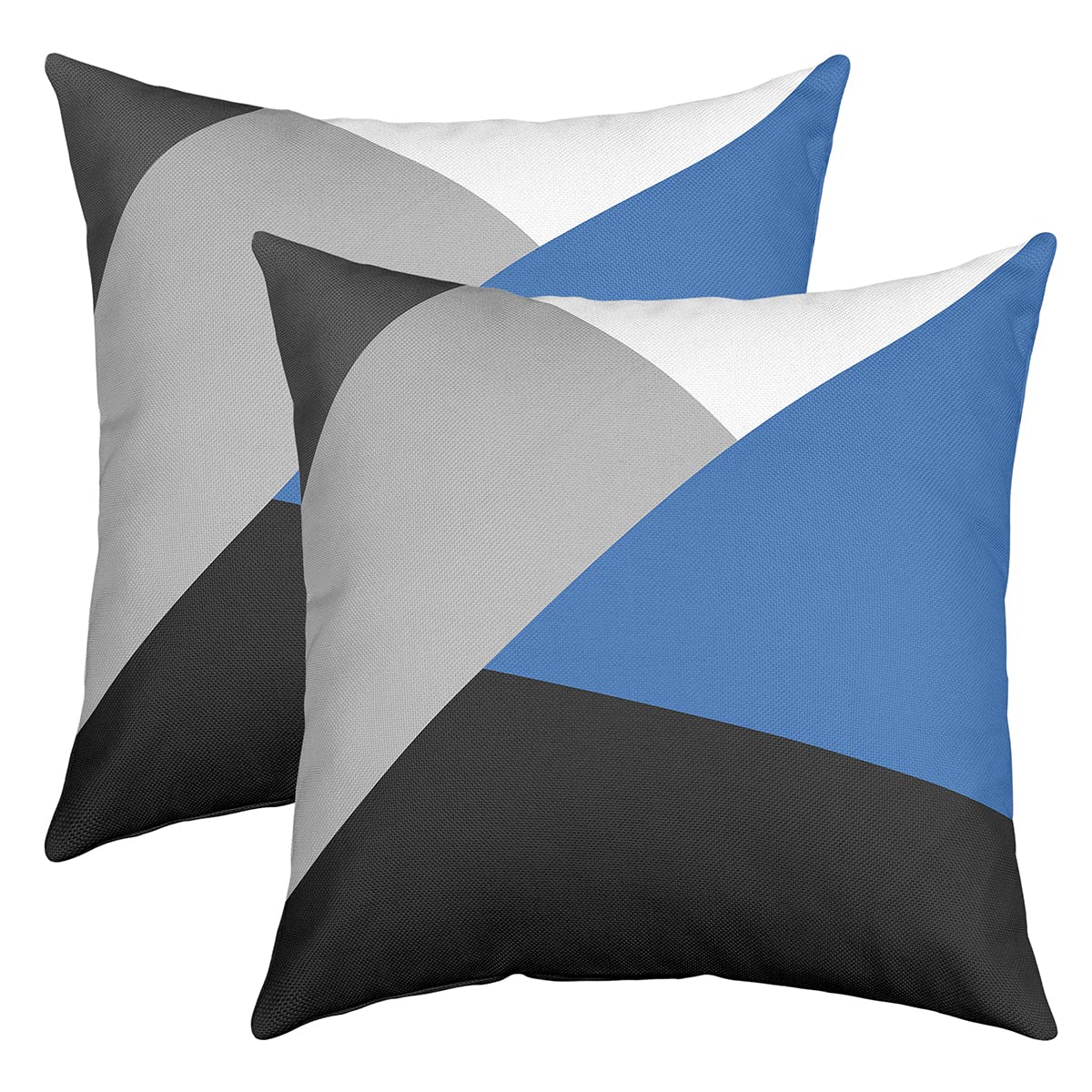 Loussiesd Set of 2 Strip Lines Throw Pillow Covers Geometric Grey Blue Black Cushion Case for Home Living Room Decor Reversible Abstract Art Decorative Throw Cushion Case 18x18 Inch
